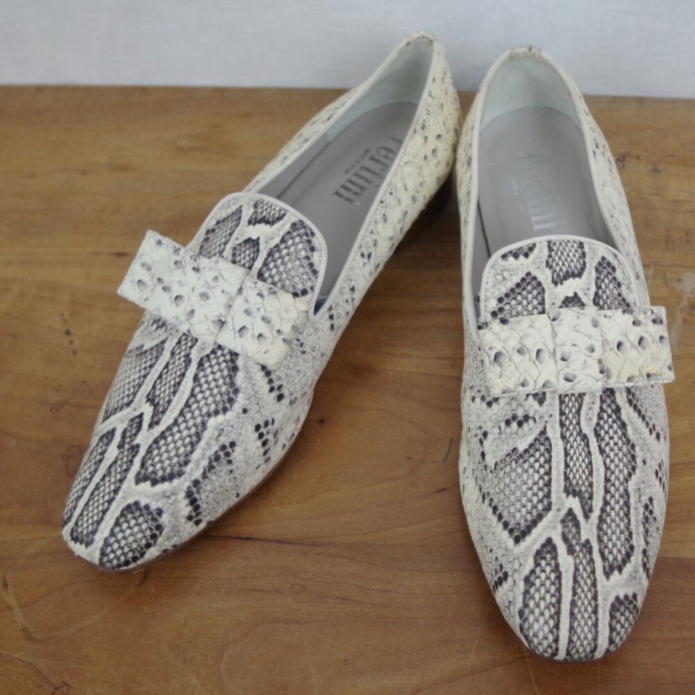 Pertini Spanish Made Snake Print Leather Flats Size 41